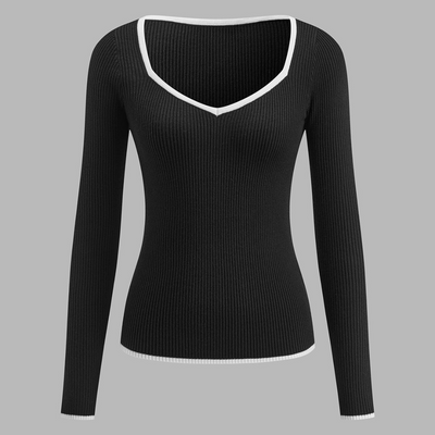 Felina | Seksowny top dzianinowy z kontrastowymi wykończeniami