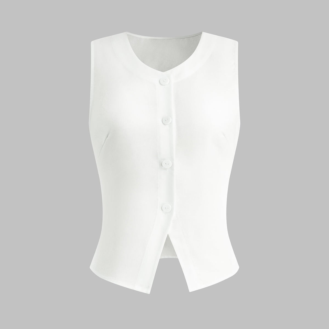 Nuria | Bawełniany top na ramiączkach z guzikami