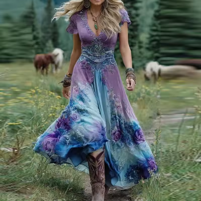 Celestine | Zwiewna maxi sukienka w kwiaty szyta na miarę