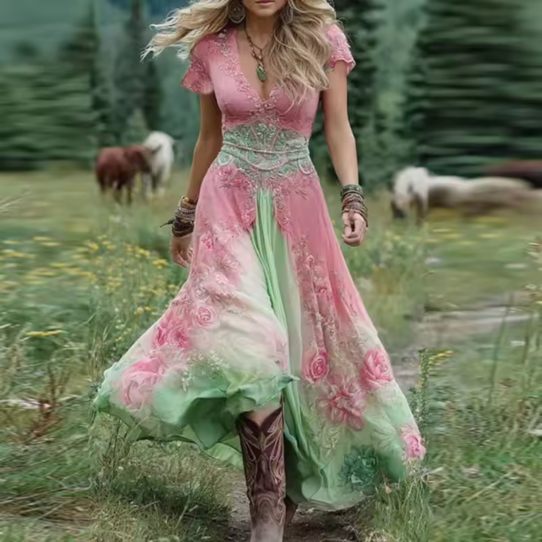 Celestine | Zwiewna maxi sukienka w kwiaty szyta na miarę