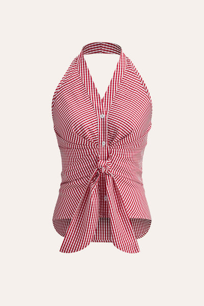 Danna | Paski Halter Tie Top