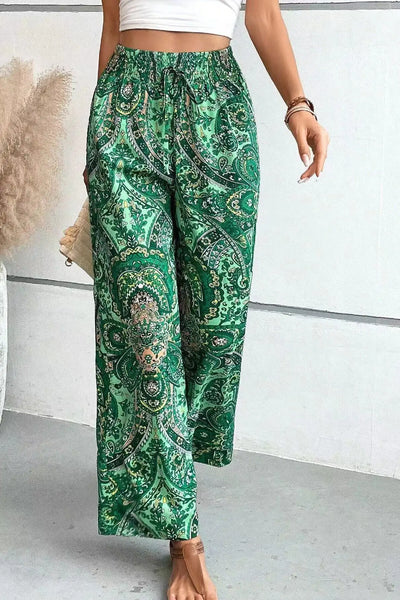 Olivia - Vintage Printed Wide-leg Pants