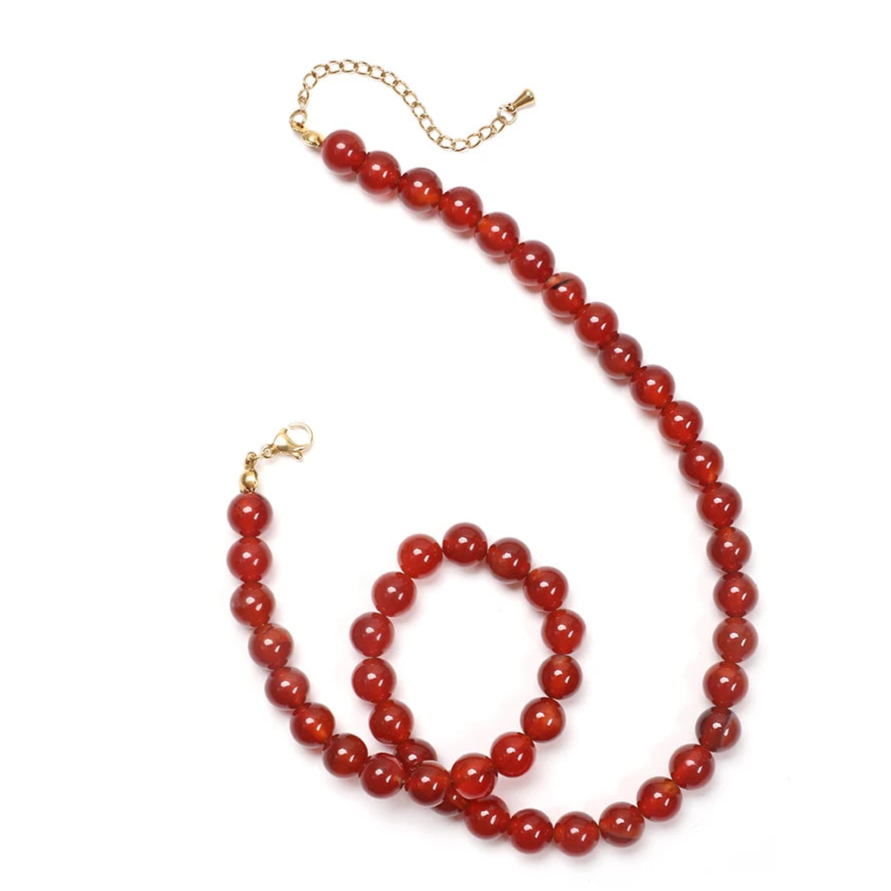 Stylowy naszyjnik z czerwonego agatu
