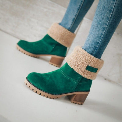 Sienna Ankle Boots | Fur Trim Block Heel Ankle Boots