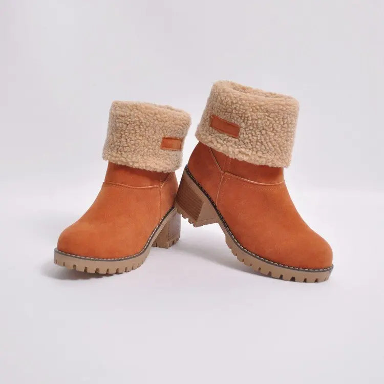 Sienna Ankle Boots | Fur Trim Block Heel Ankle Boots