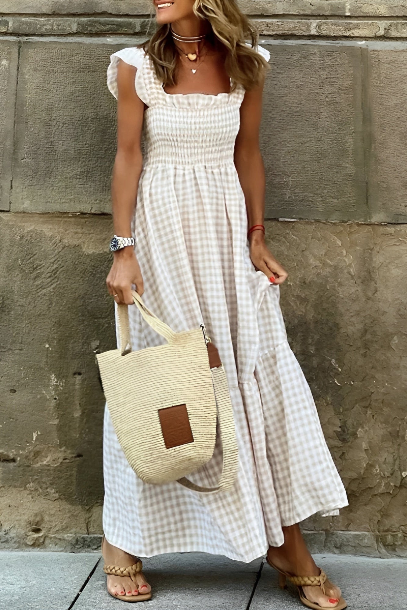 Amaris | Maxidress w kratę na wiosnę