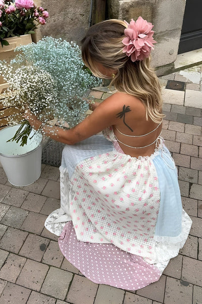 Nore | Elegancka Maxi Sukienka w Stylu Patchwork