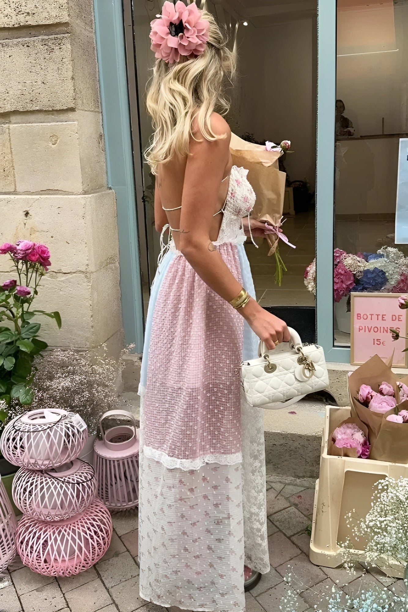 Nore | Elegancka Maxi Sukienka w Stylu Patchwork