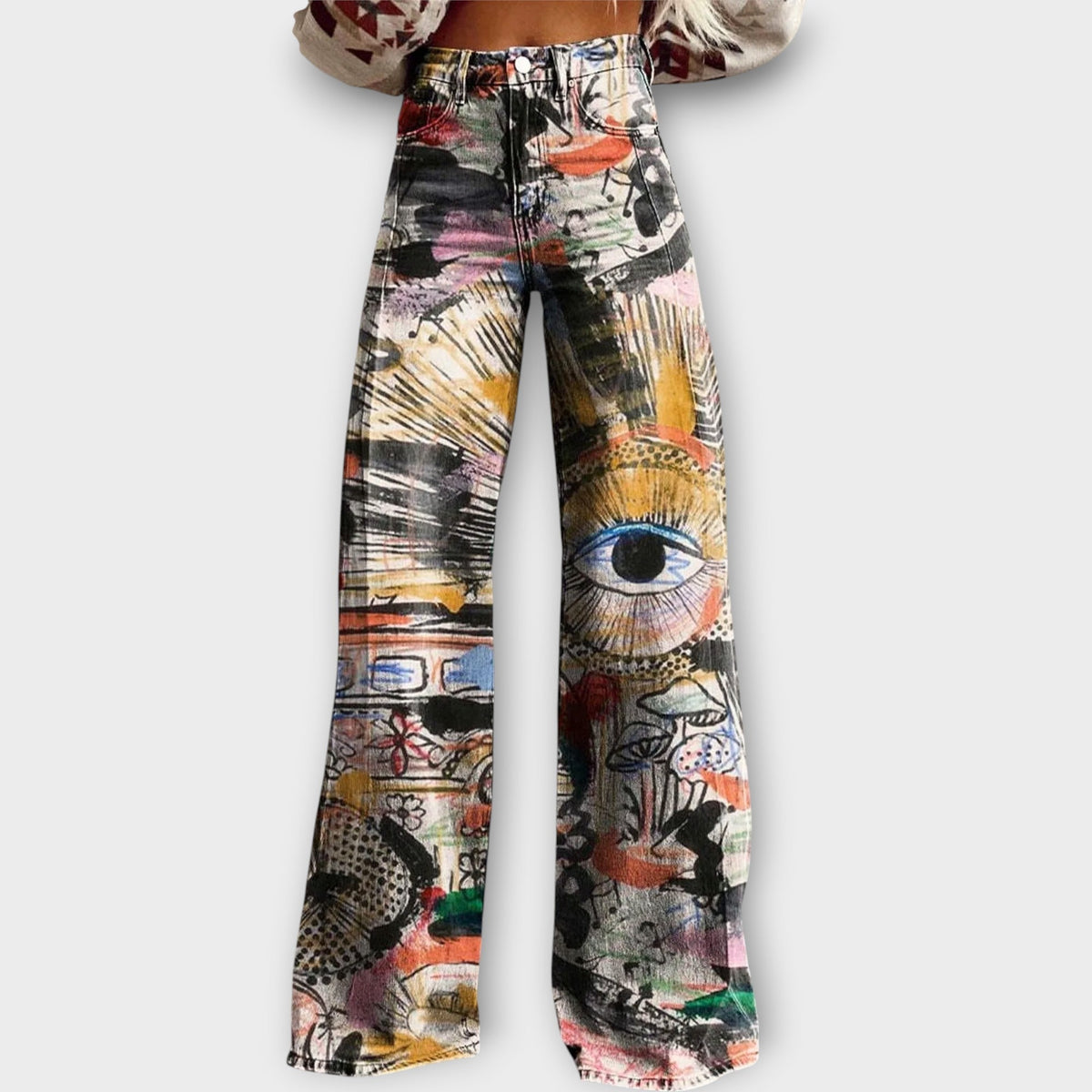 Jeans with Artistic Prints