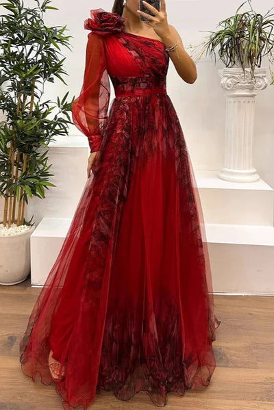 Lenora | Modna sukienka maxi z siateczki na jedno ramię