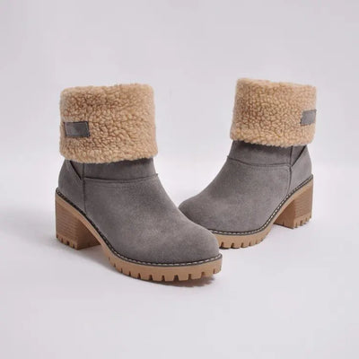 Sienna Ankle Boots | Fur Trim Block Heel Ankle Boots