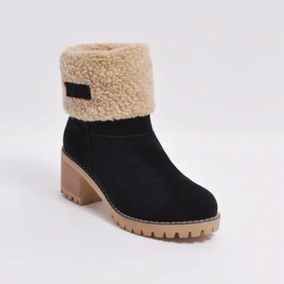 Sienna Ankle Boots | Fur Trim Block Heel Ankle Boots