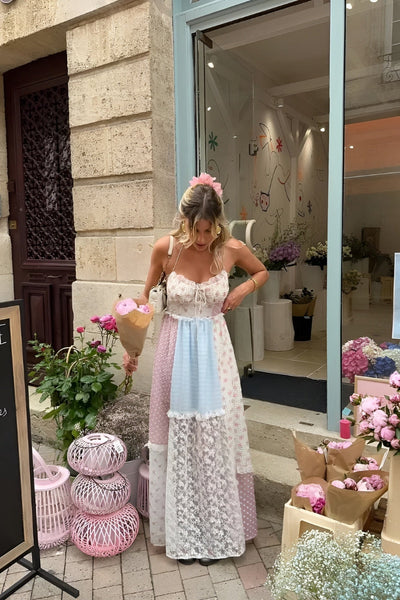 Nore | Elegancka Maxi Sukienka w Stylu Patchwork