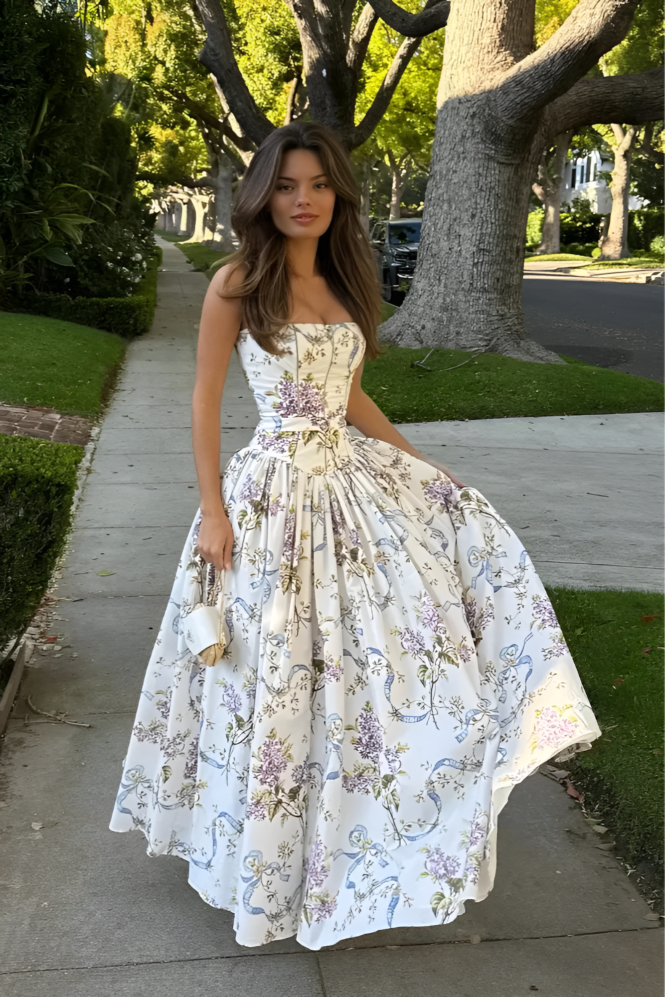 Lotte | Vintage Kwiatowa Sukienka Maxi