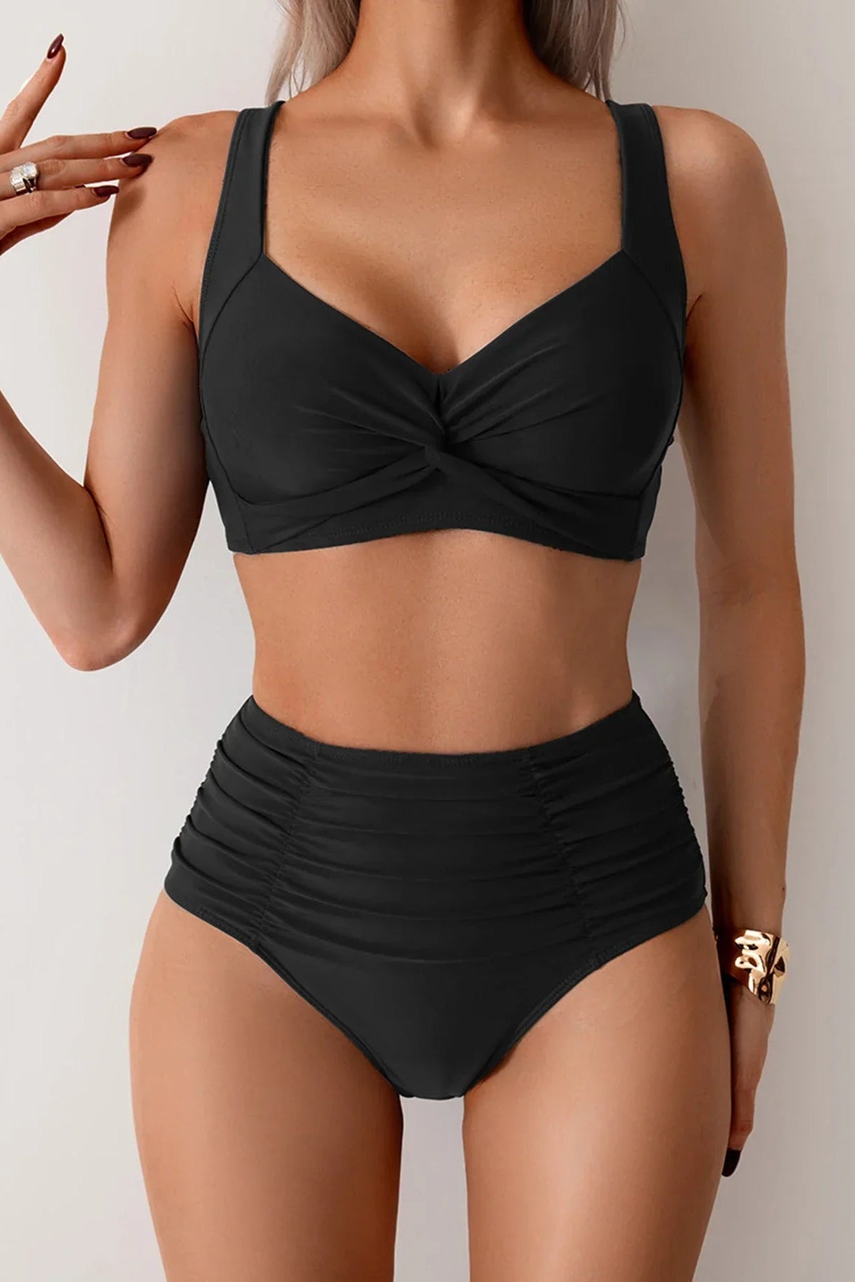 Fryderyka | Bikini bandeau z falbaną