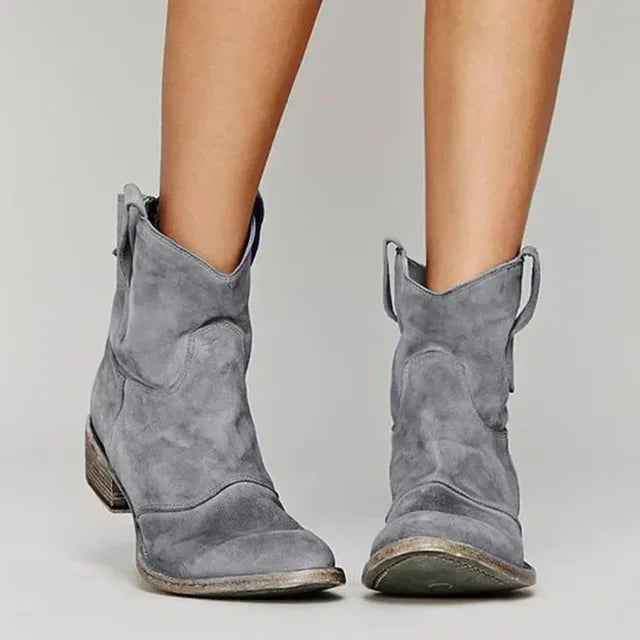 Willow | Zamszowe Botki na Kostkę w Stylu Western