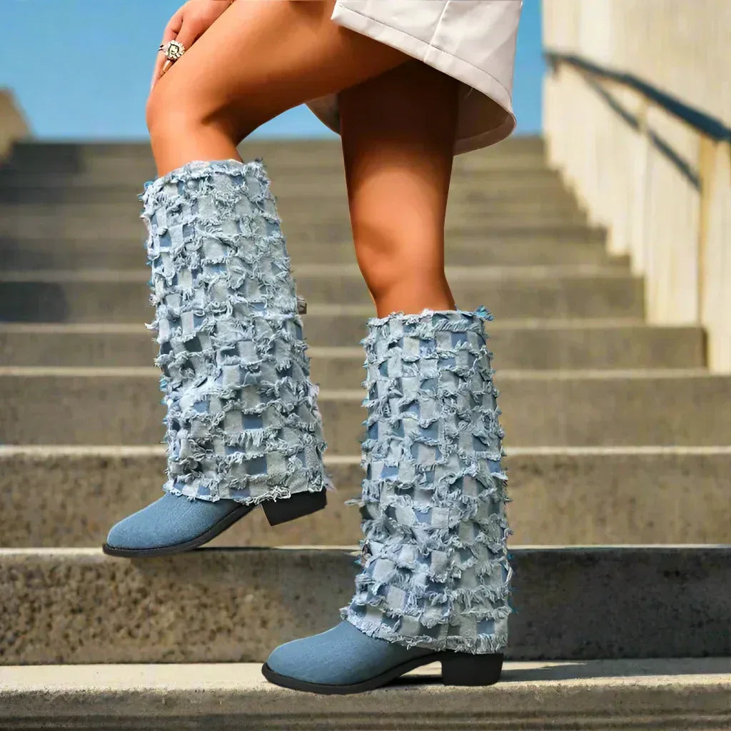 AMELIA MONTROSE DENIM HEELS