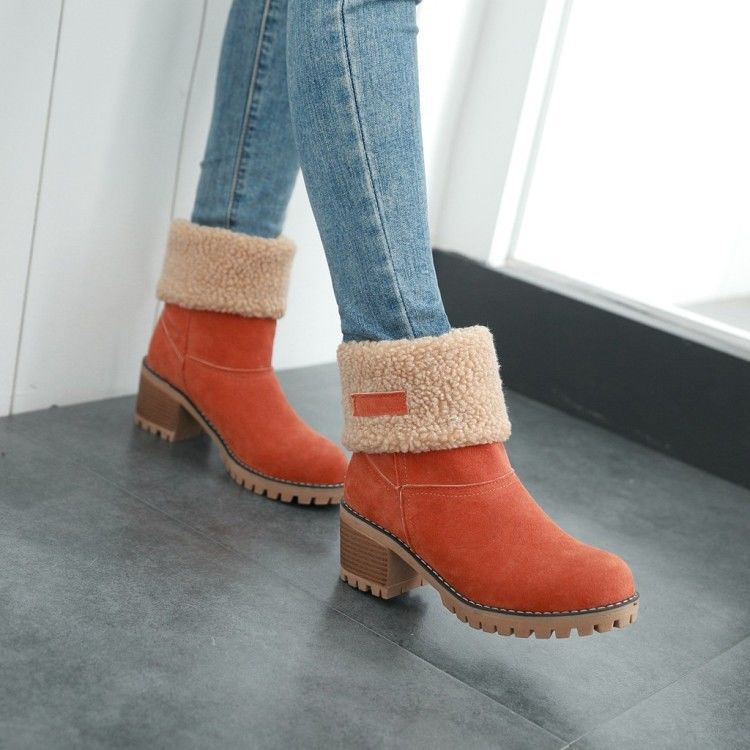 Sienna Ankle Boots | Fur Trim Block Heel Ankle Boots
