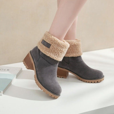 Sienna Ankle Boots | Fur Trim Block Heel Ankle Boots