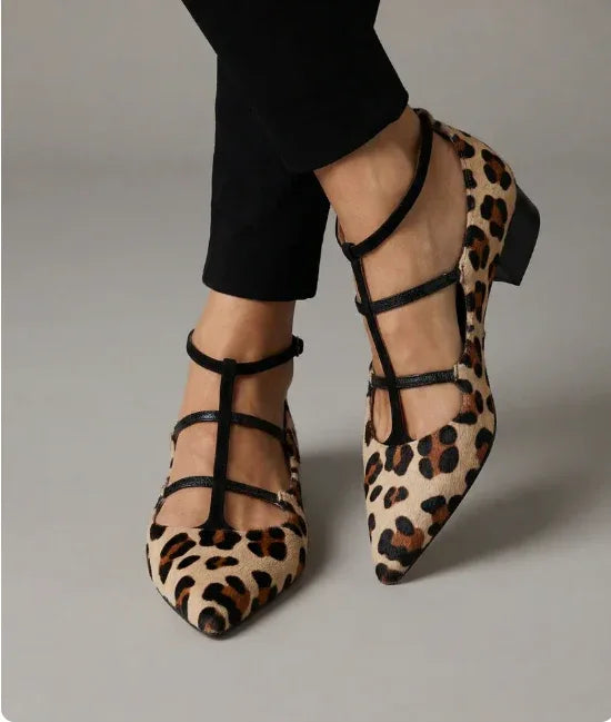 Bridget | Leopard Strap Ballet Heels