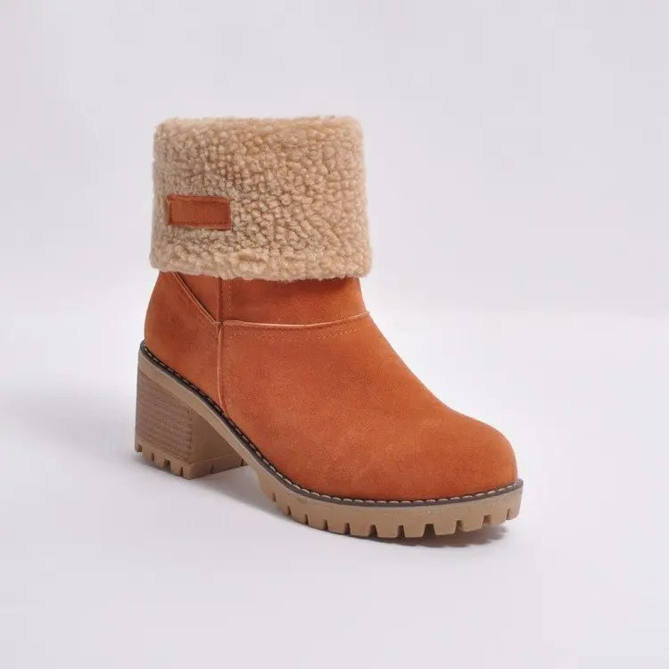 Sienna Ankle Boots | Fur Trim Block Heel Ankle Boots