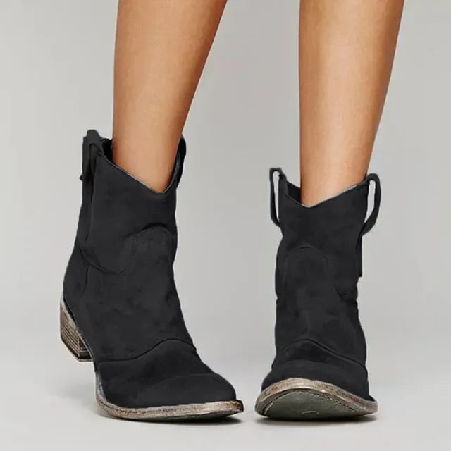 Willow | Zamszowe Botki na Kostkę w Stylu Western