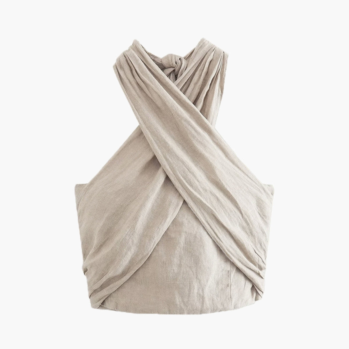 Sofia | Bawełniany i lniany top na ramiączkach w krzyż