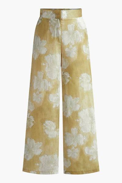 Valentina | Spodnie Proste w Kwiatowy Wzór