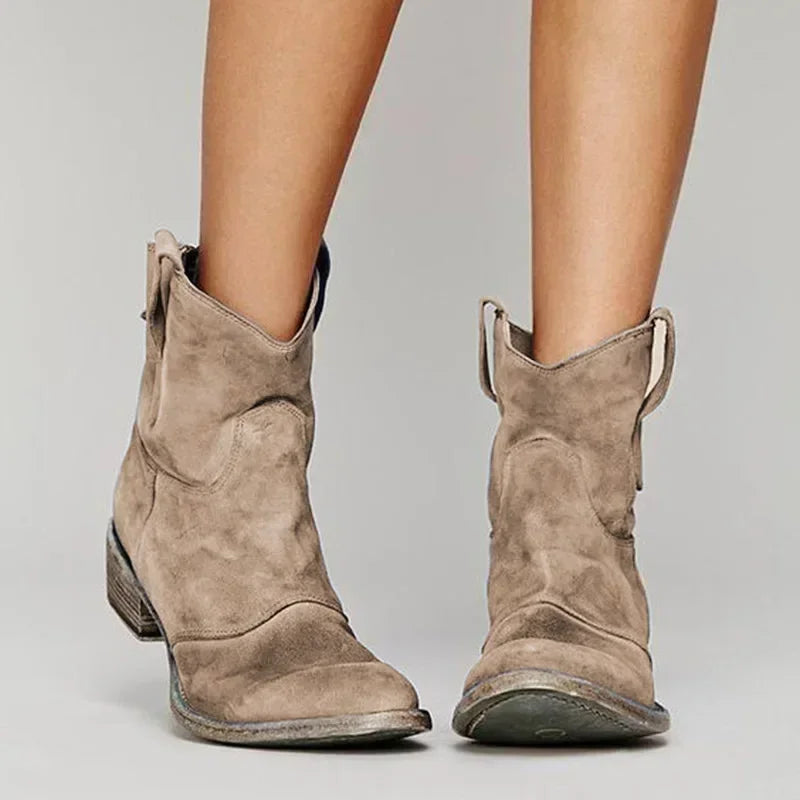 Willow | Zamszowe Botki na Kostkę w Stylu Western