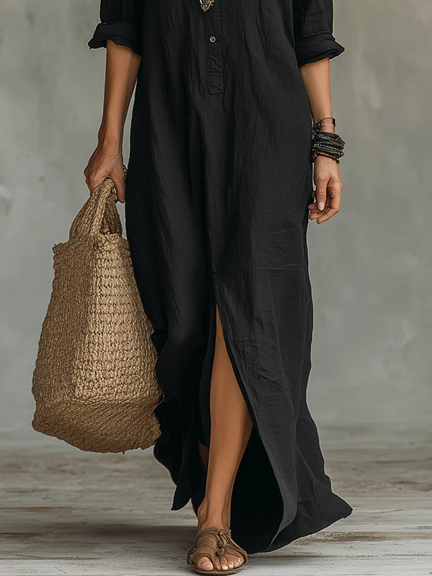 Soline | Fluid Maxi Dress with Front Buttons