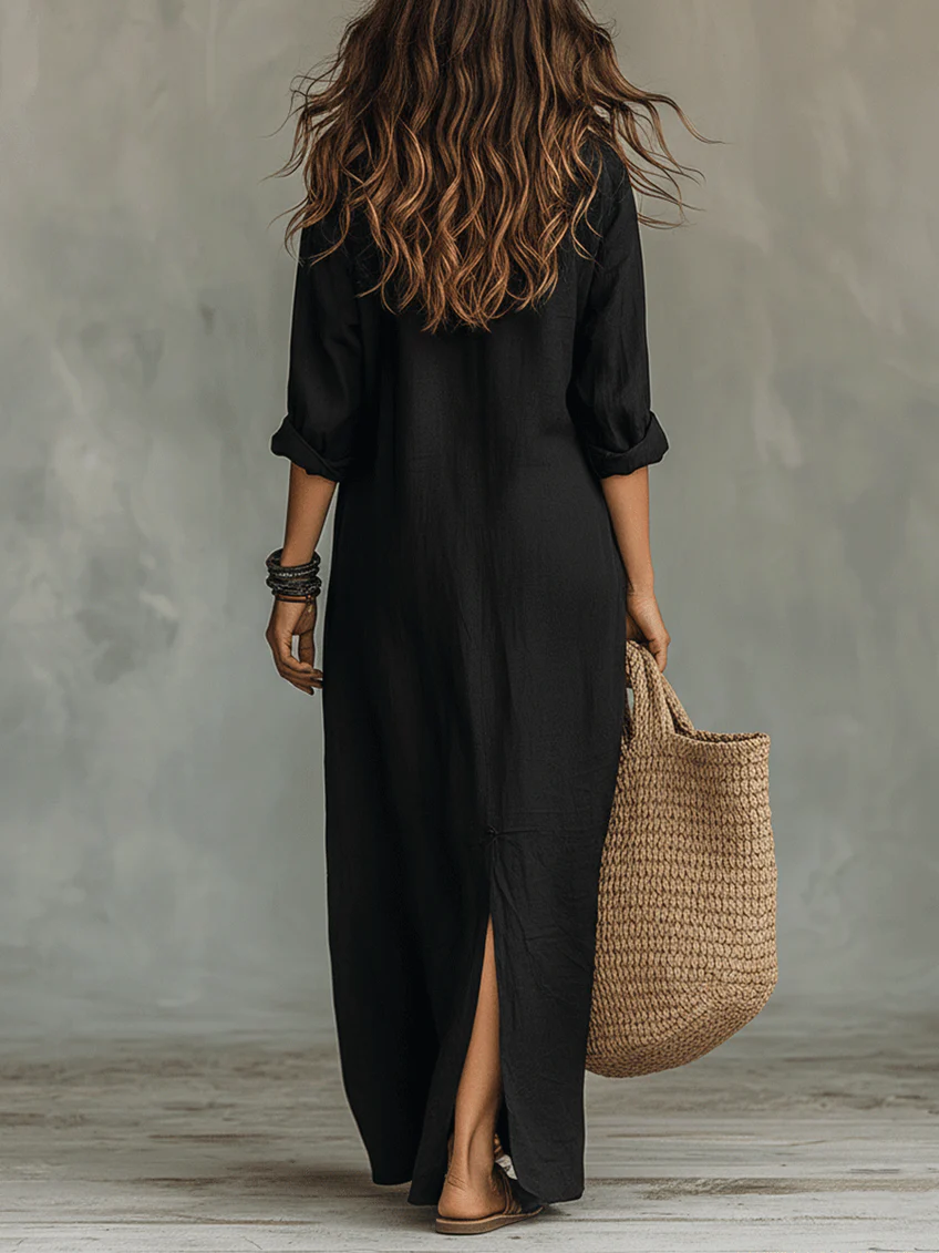 Soline | Fluid Maxi Dress with Front Buttons