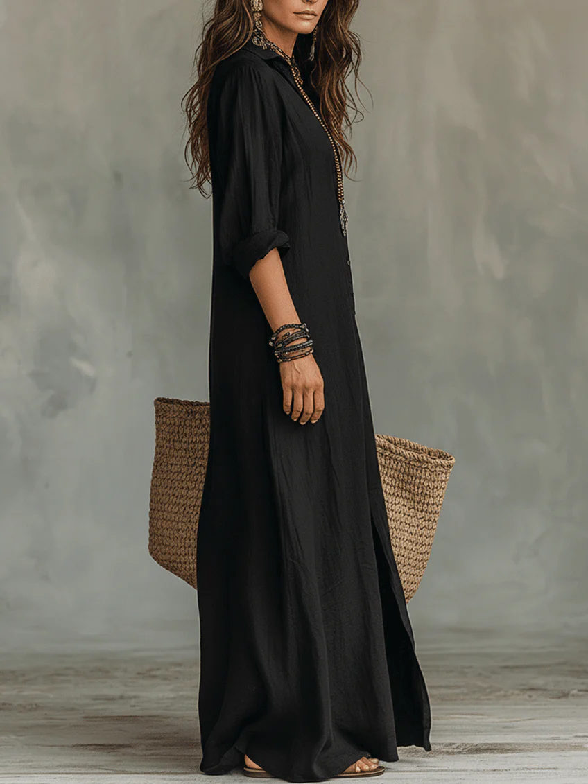 Soline | Fluid Maxi Dress with Front Buttons