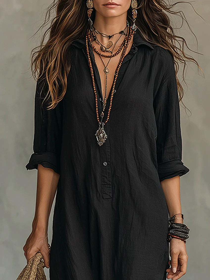 Soline | Fluid Maxi Dress with Front Buttons