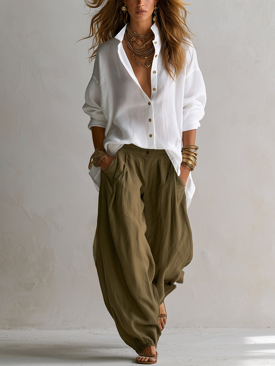 Coravelle - Sculptural shirt and balloon pant set