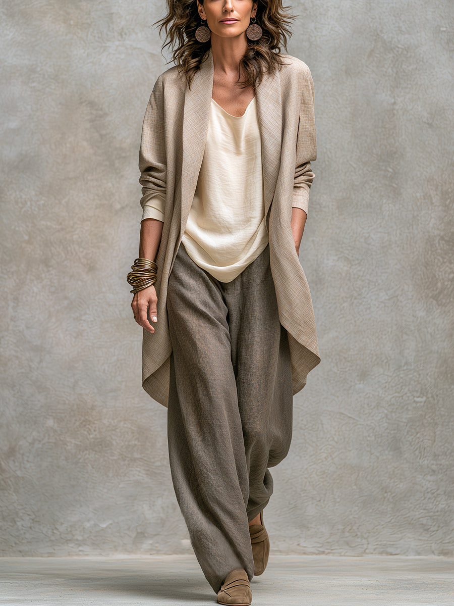 Isolenne - High-end three-piece suit set with wide-leg pants