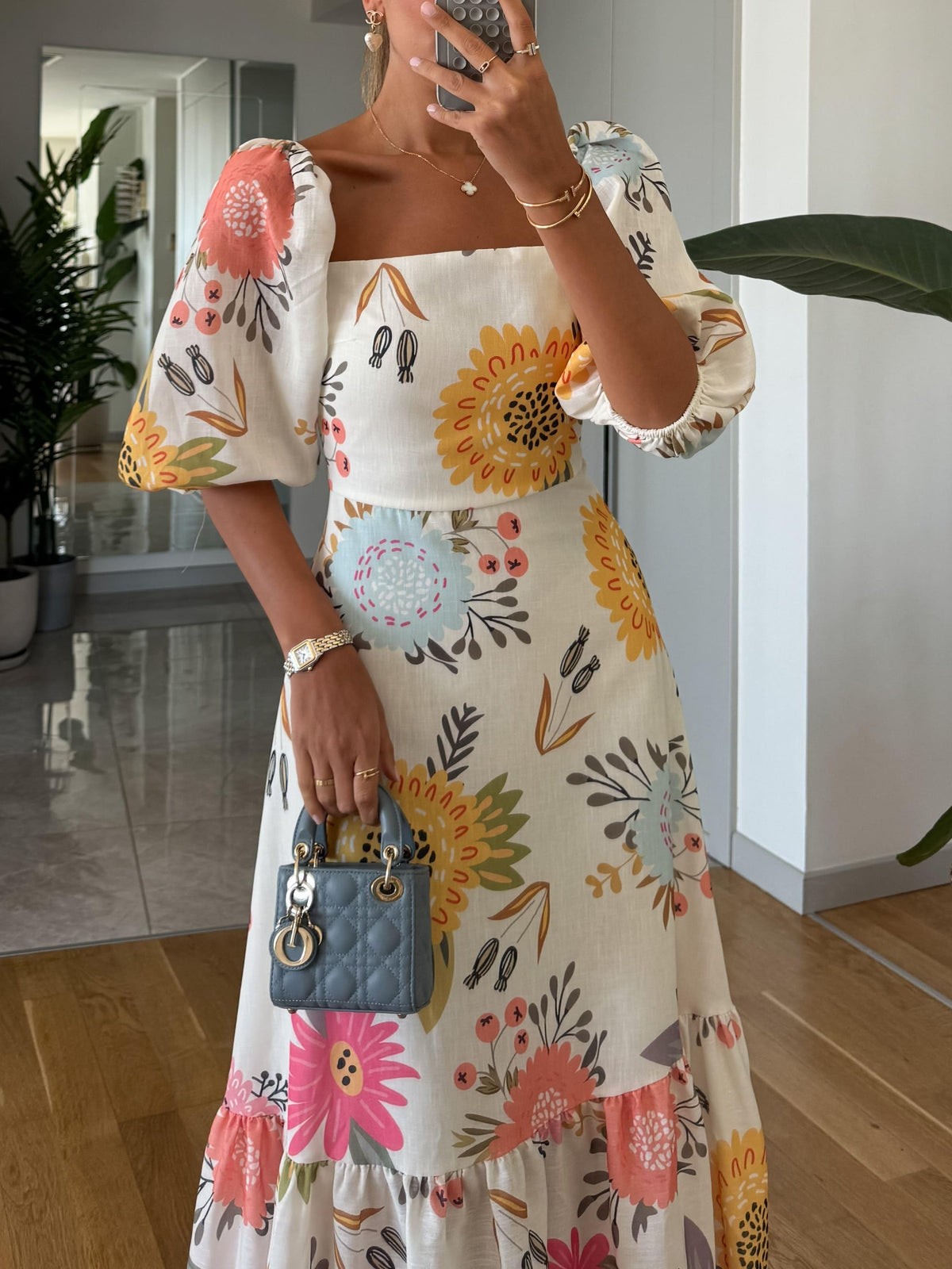 CAMILLE – BLOOMING ELEGANCE PUFF SLEEVE DRESS