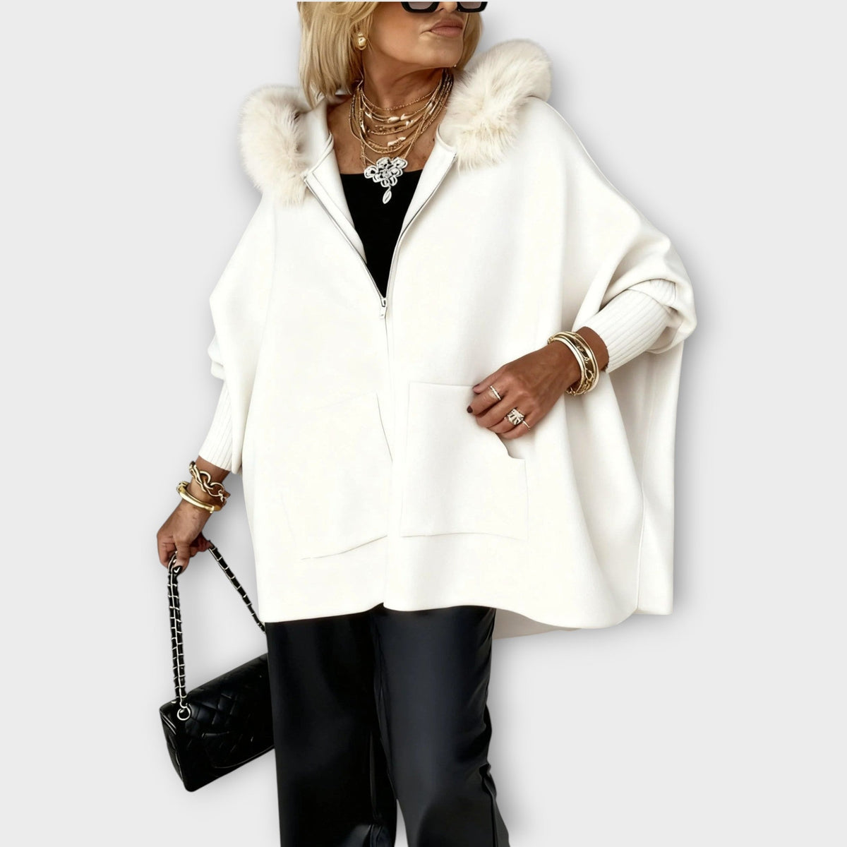 Luxury Faux Fur Hooded Coat