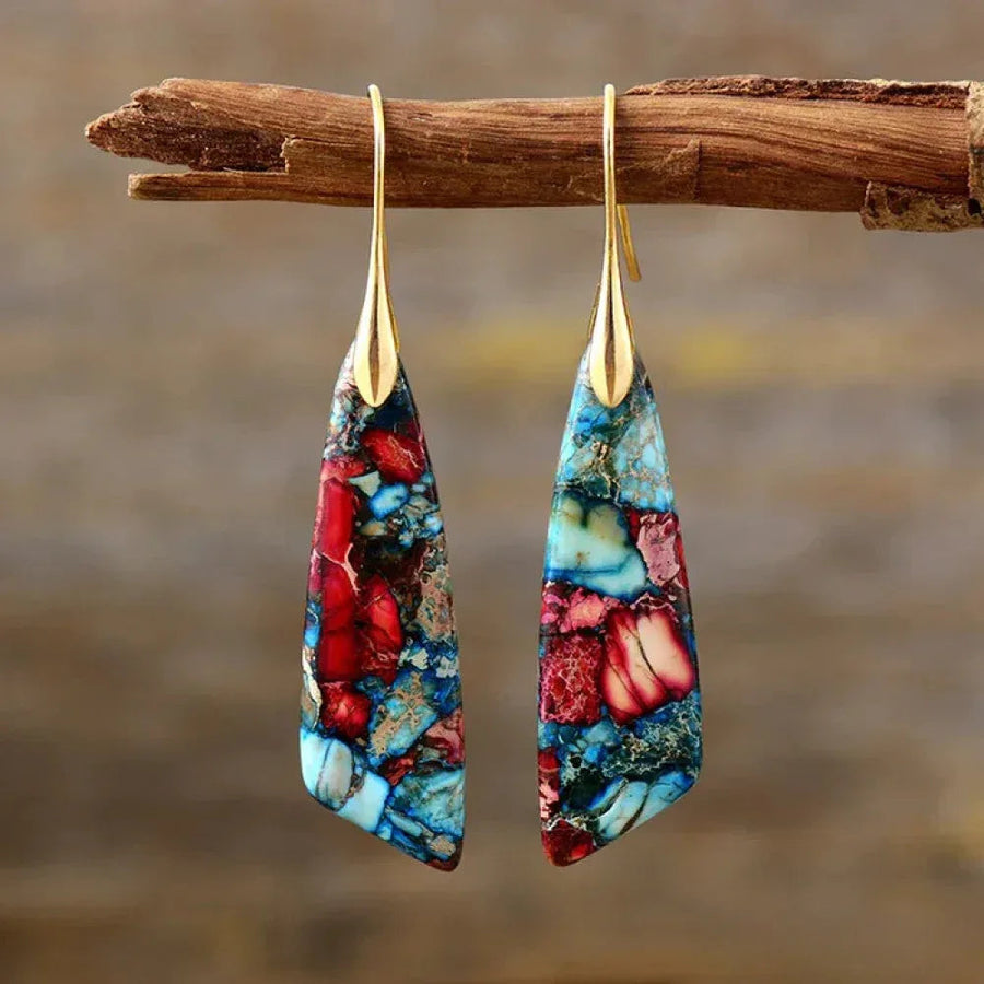 Retro Colorful Stone Earrings