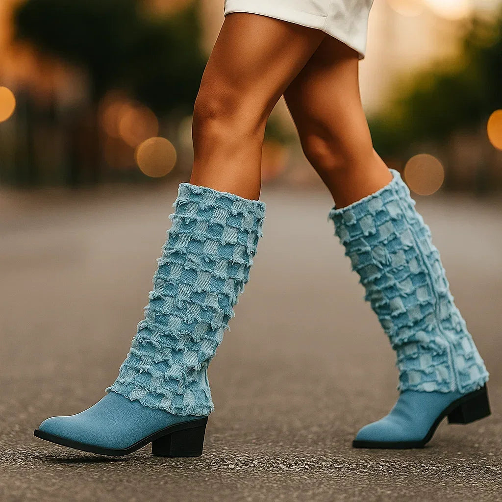 AMELIA MONTROSE DENIM HEELS