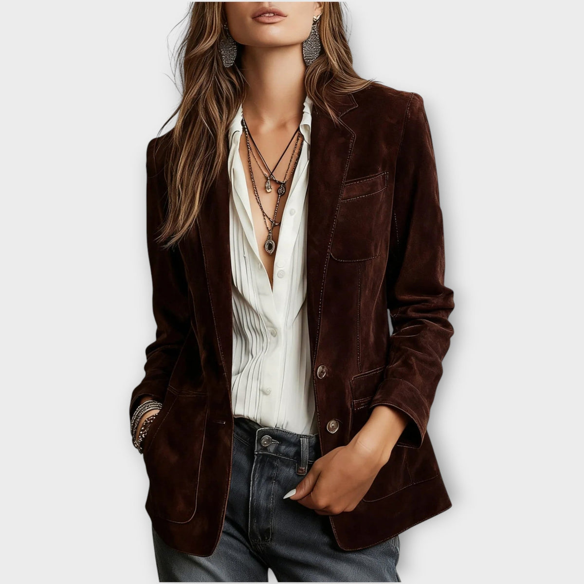 Abigail | Brown Vintage Suede Blazer