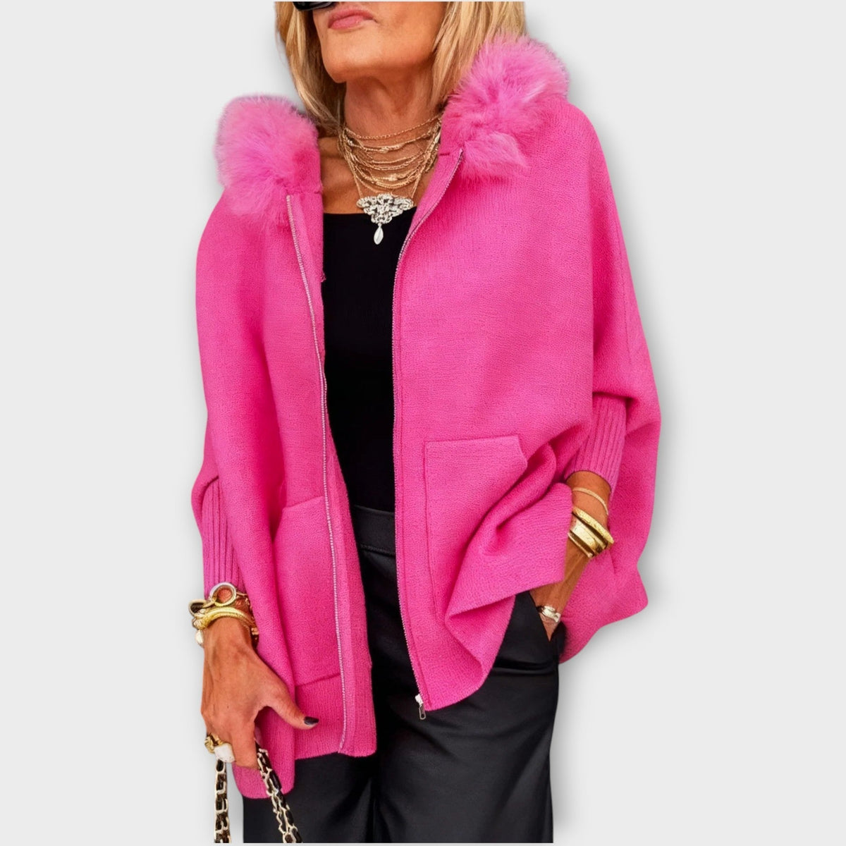 Luxury Faux Fur Hooded Coat