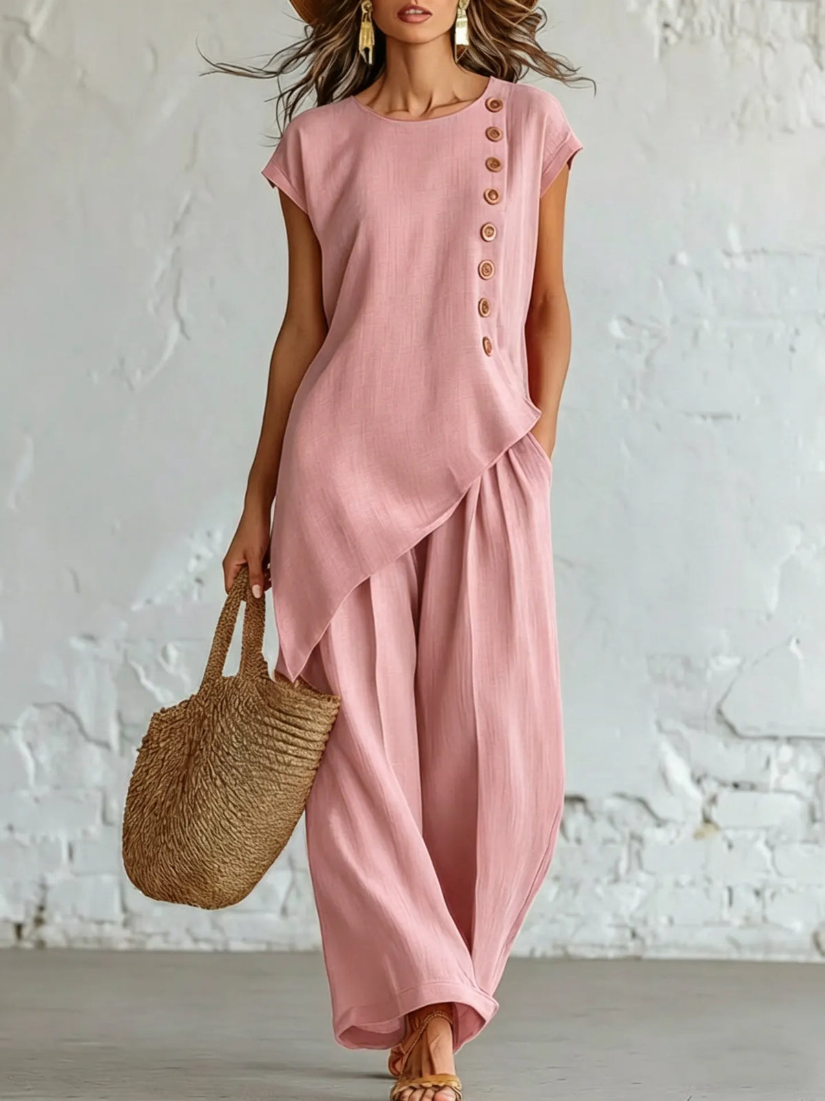 Elara – Asymmetrical Two-Piece Wide-Leg Set