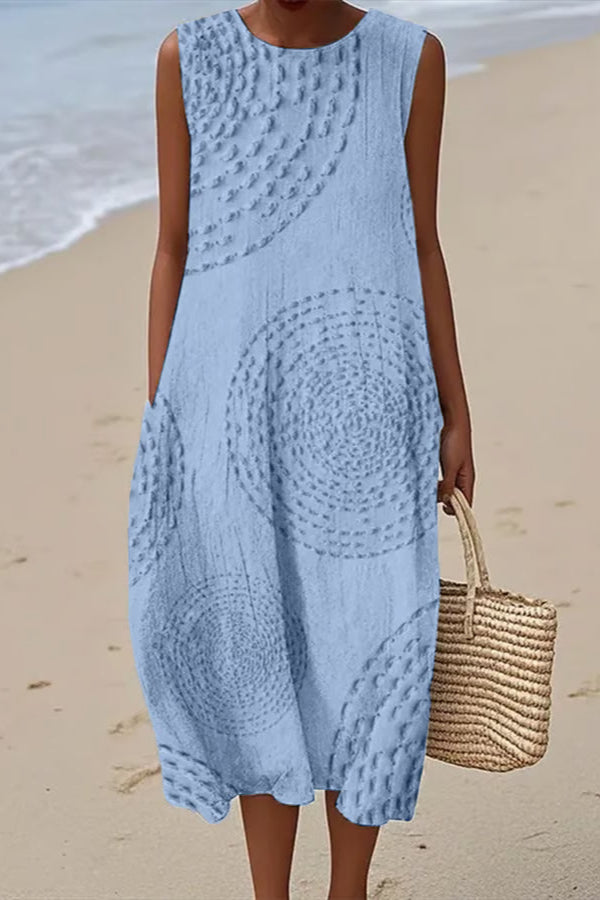 Maelle | Długa sukienka bez rękawów z teksturowanym wzorem