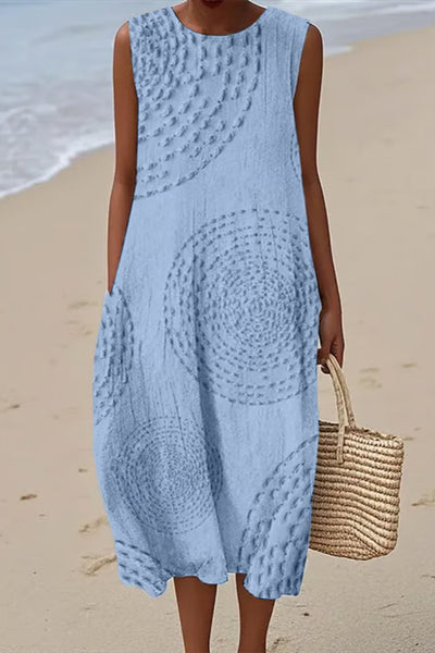 Maelle | Długa sukienka bez rękawów z teksturowanym wzorem