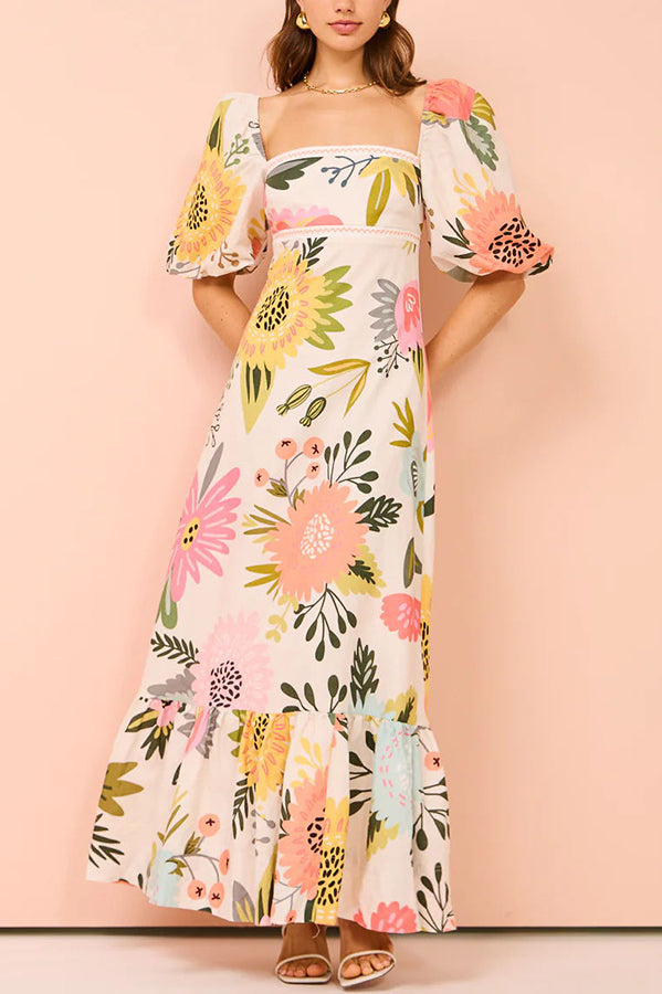 Zalina | Sukienka Maxi w Kwiaty
