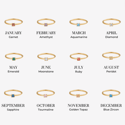 Pierścionki z kamieniami urodzinowymi 18K złocenie