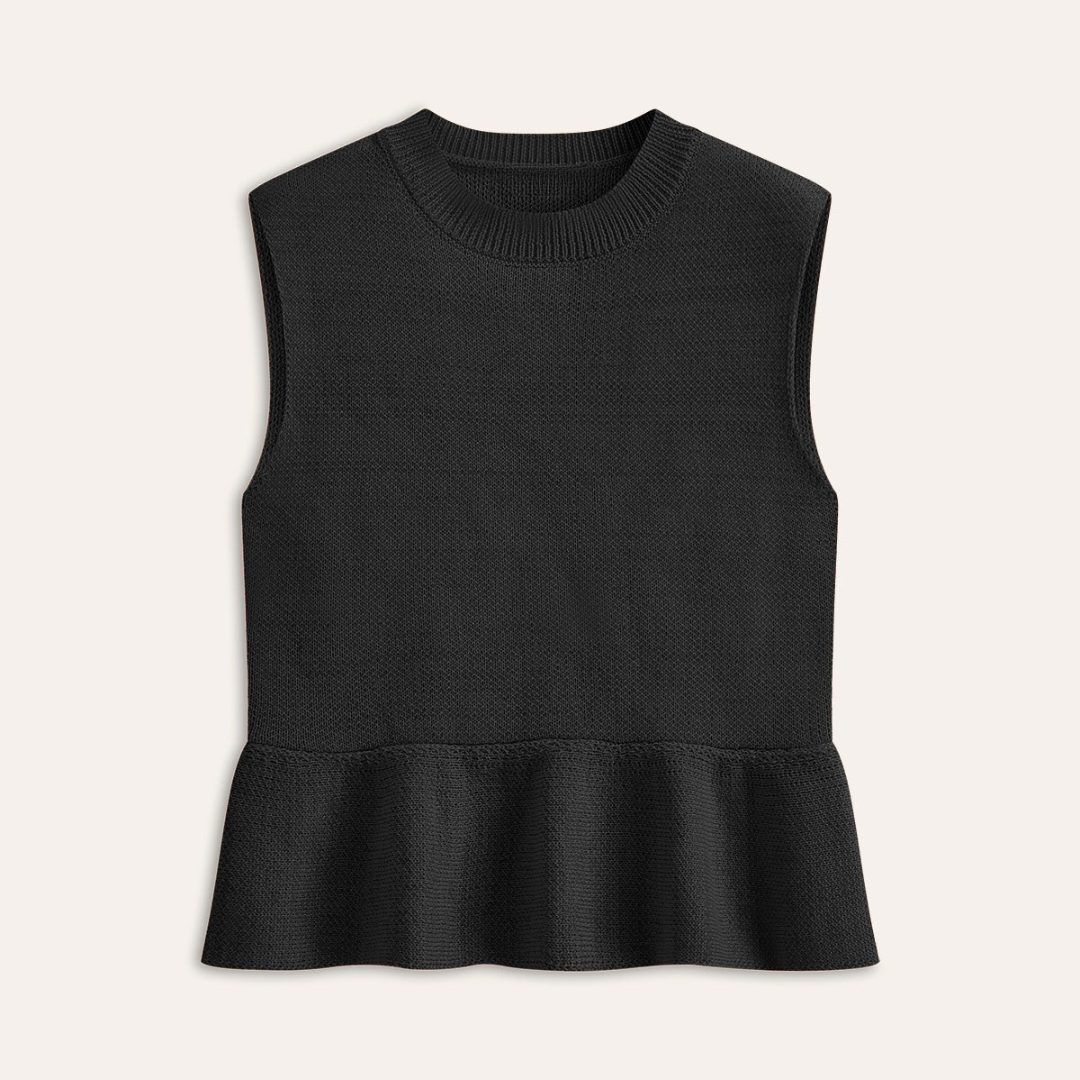 Ravella | Kamizelka swetrowa bez rękawów z falbaną