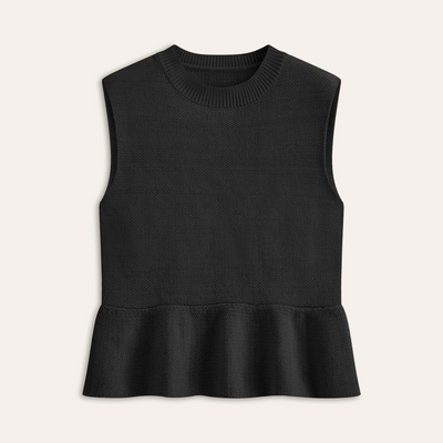 Ravella | Kamizelka swetrowa bez rękawów z falbaną