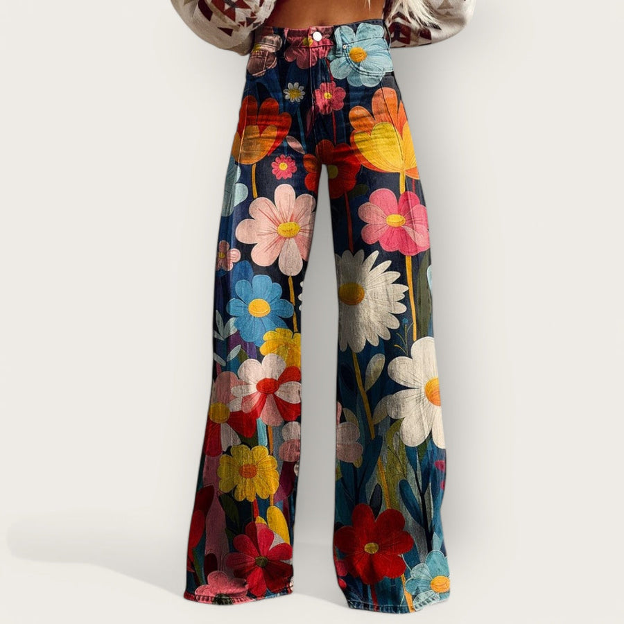 Stylish Multicolored Wide-Leg Pants