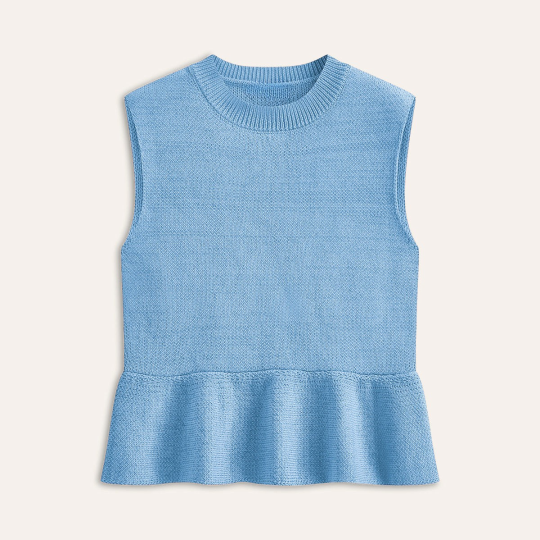 Ravella | Kamizelka swetrowa bez rękawów z falbaną